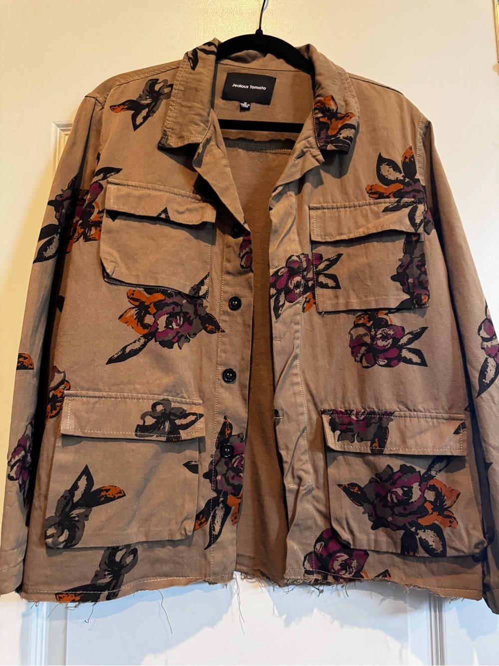 Jealous Tomato Floral Utility Jacket Raw Hem Medium